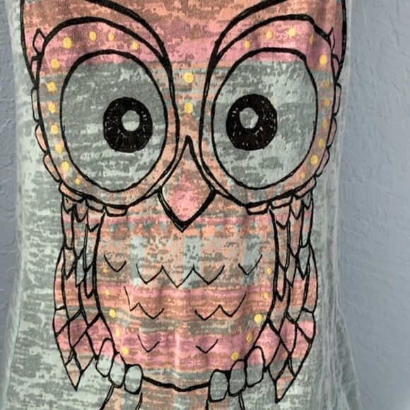 Rebellious One Blue graphic Owl Tank Top Size Small - Picture 3 of 8
